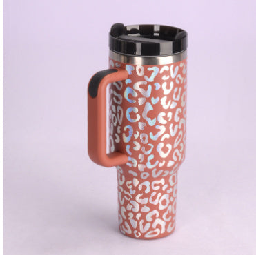 1.2L Tumbler With Handle Straw Insulated, Stainless Steel Spill Proof Vacuum Coffee Cup Tumbler With Lid Tapered Mug Gifts For Valentine Lover Suitable For Car Gym Office Travel