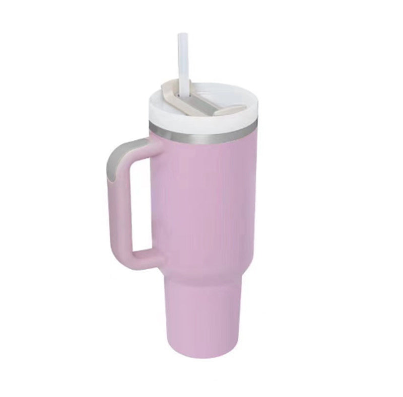 1.2L Tumbler With Handle Straw Insulated, Stainless Steel Spill Proof Vacuum Coffee Cup Tumbler With Lid Tapered Mug Gifts For Valentine Lover Suitable For Car Gym Office Travel